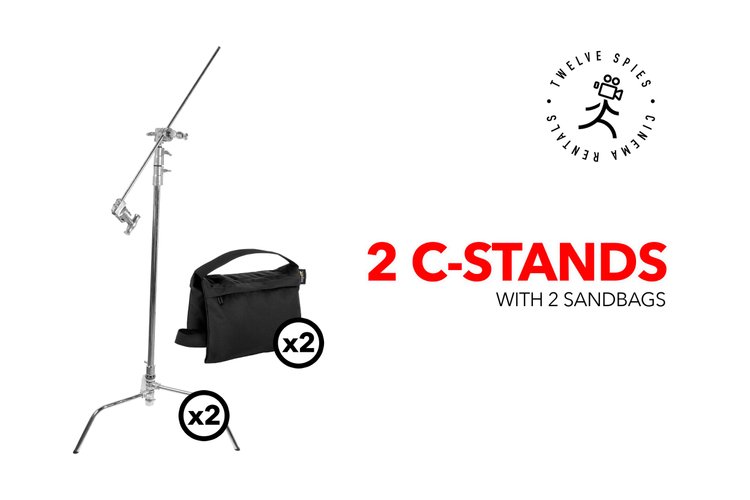 (2) C-stands & (2) sandbags