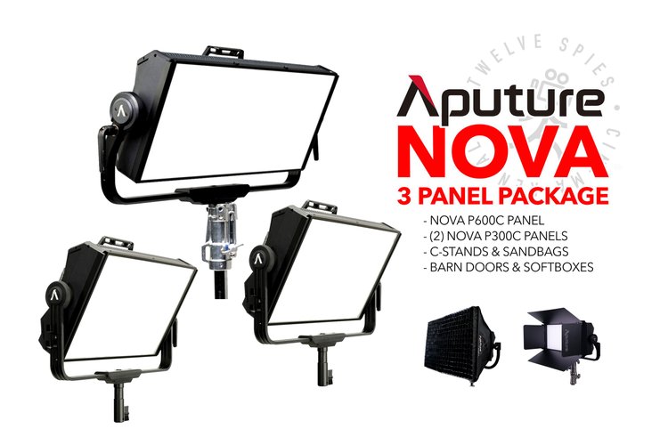 3 Aputure NOVA Panel Package (1x P600c & 2x P300c) with stands and modifiers!
