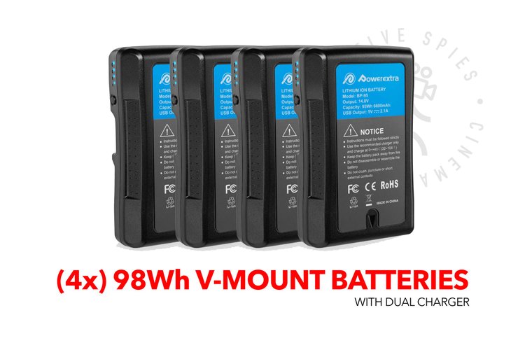 (4) 98Wh v-mount batteries with dual charger