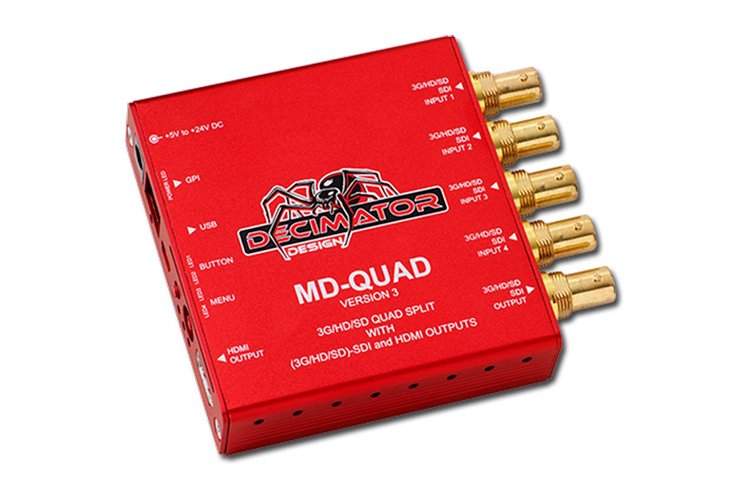 Decimator MD-Quad V3 - 3G-SDI Quad Split Multi-Viewer with HDMI & 3G-SDI outputs