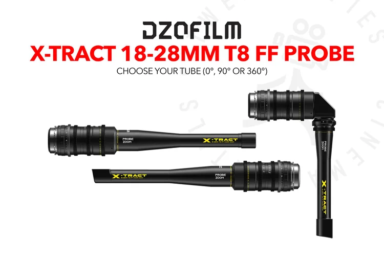 DZOFilm X-Tract 18-28mm T8 FF Probe Zoom Lens (Pick your tube | 0°, 90° or 360°)
