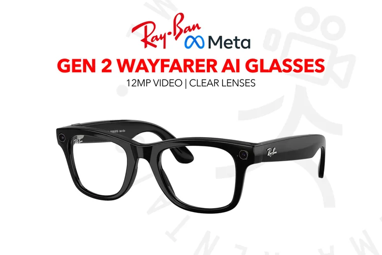 Ray-Ban Meta Wayfarer (Gen 2) Matte Black Clear Lens AI Glasses
