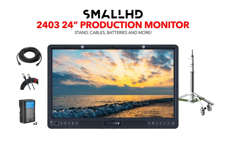 SmallHD 2403 24-in Production Monitor with stand, batteries & cables